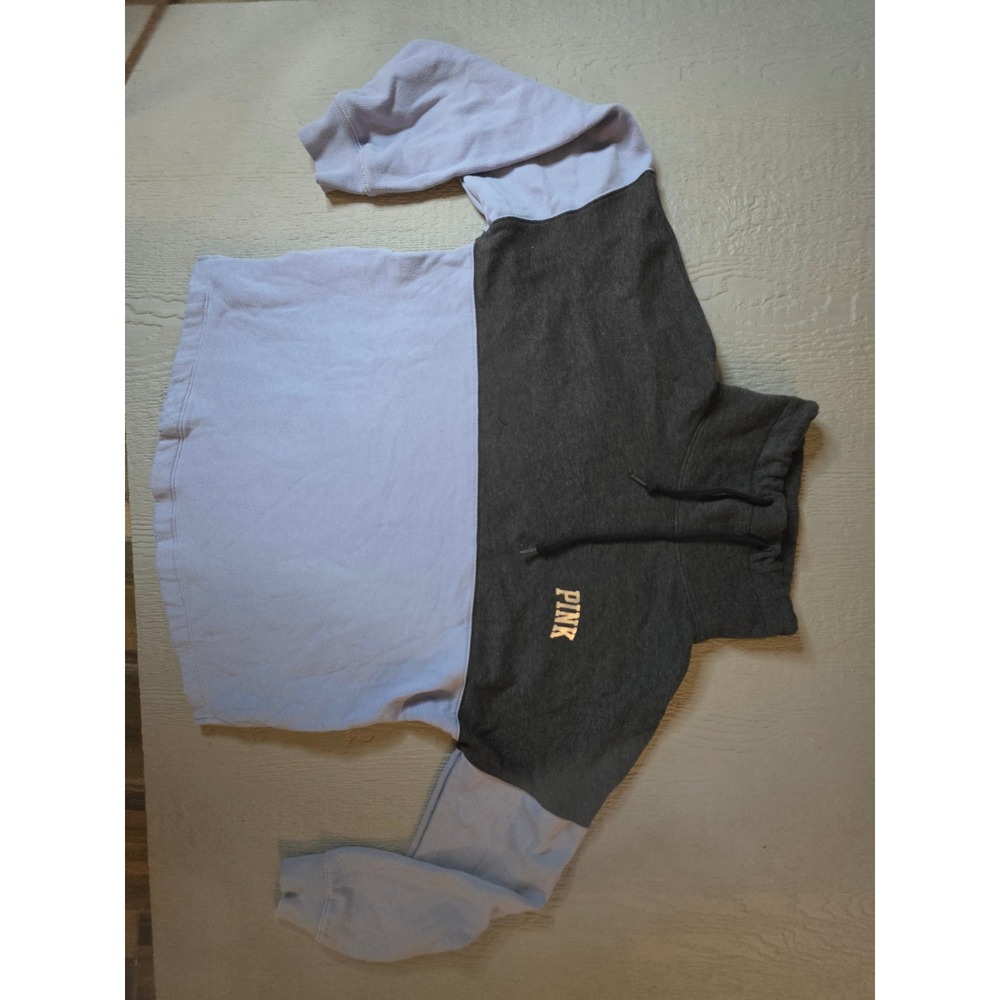 Victoria's Secret PINK Funnel Neck Colorblock Sweatshirt Gray Purple Small